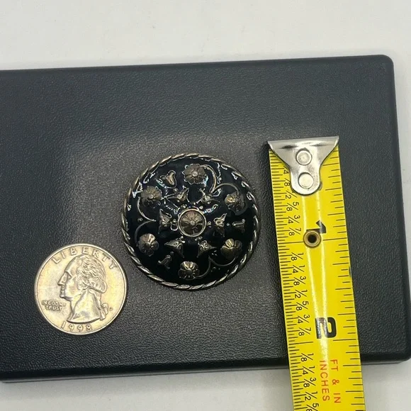 Andresen & Scheinpflug Norway vintage Sterling Silver Black Enamel Brooch pin - Picture 8 of 16